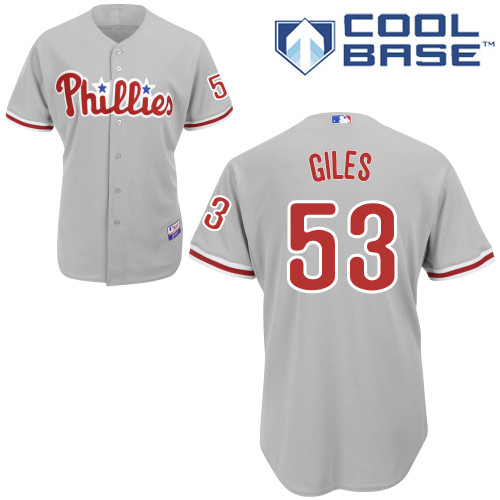 Ken Giles #53 Youth Baseball Jersey-Philadelphia Phillies Authentic Road Gray Cool Base MLB Jersey